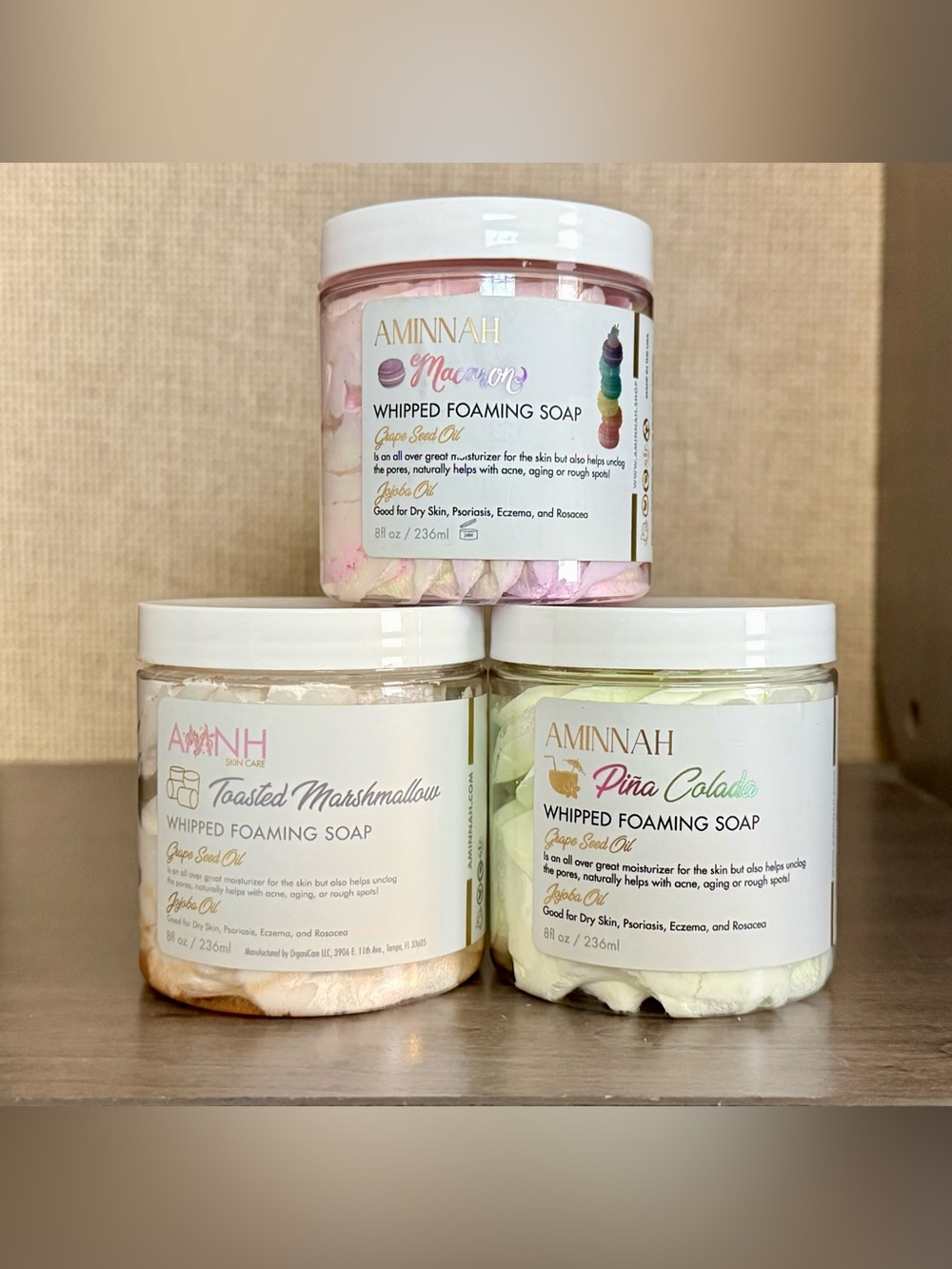 $114 Aminnah 3 Piece Whipped Foaming Soap Beauty Bundle